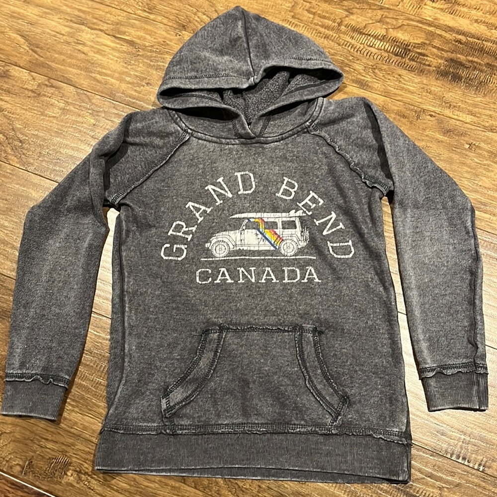 Grand Bend Canada distressed grey hoodie sweater